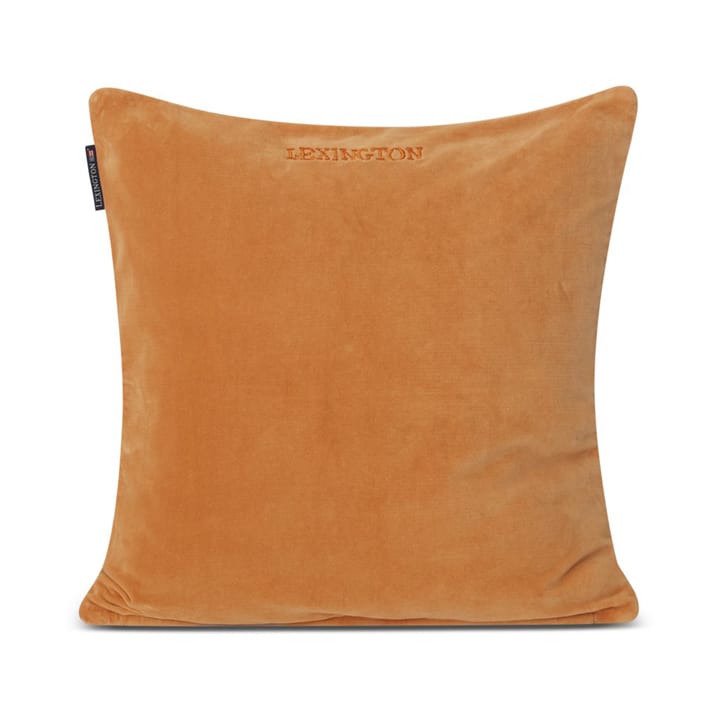 Patched Organic Cotton Velvet kuddfodral 50x50 cm, Mustard-light beige Lexington