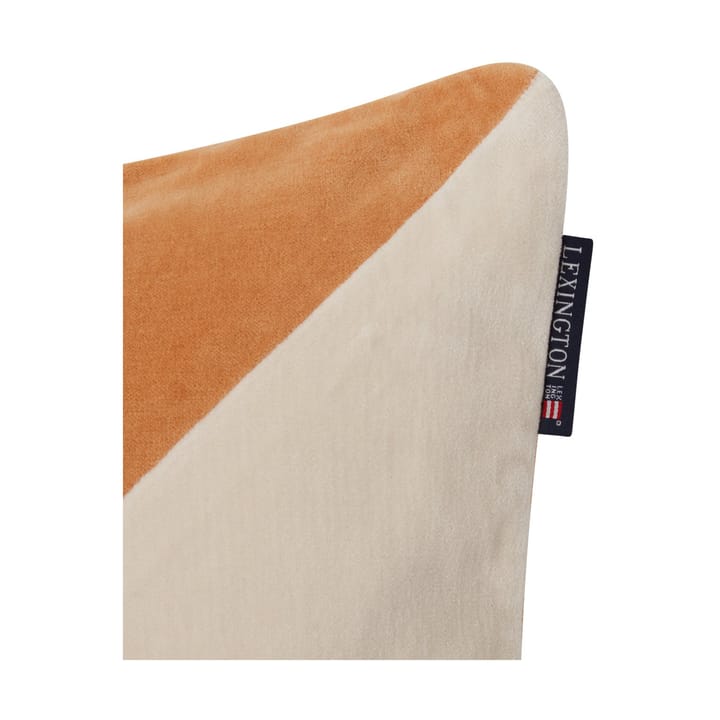 Patched Organic Cotton Velvet kuddfodral 50x50 cm, Mustard-light beige Lexington