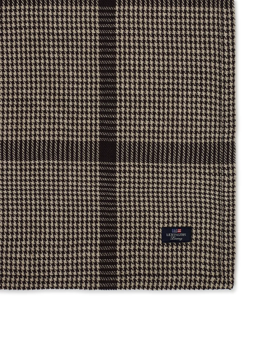 Pepita Check Cotton Linen bordsduk 150x250 cm, Dark gray-beige Lexington