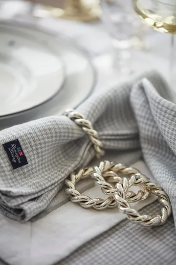 Pepita Check Cotton Linen bordsduk 150x250 cm - White-light gray - Lexington