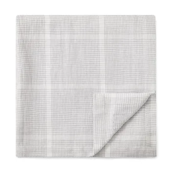 Pepita Check Cotton Linen bordsduk 150x350 cm - White-light gray - Lexington