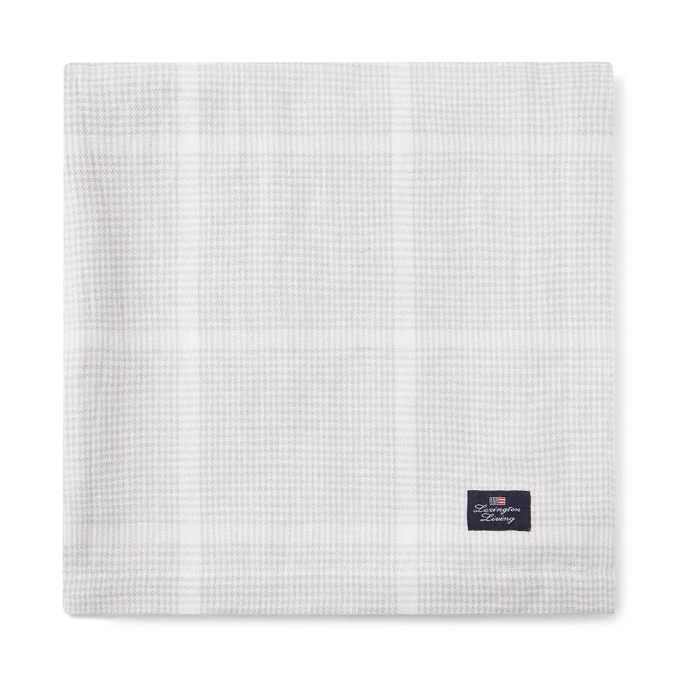 Pepita Check Cotton Linen bordsduk 180x180 cm, White-light gray Lexington