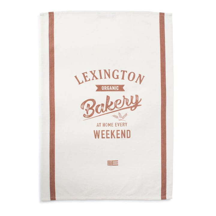 Printed Cotton Twill kökshandduk 50x70 cm - Off white-brun - Lexington