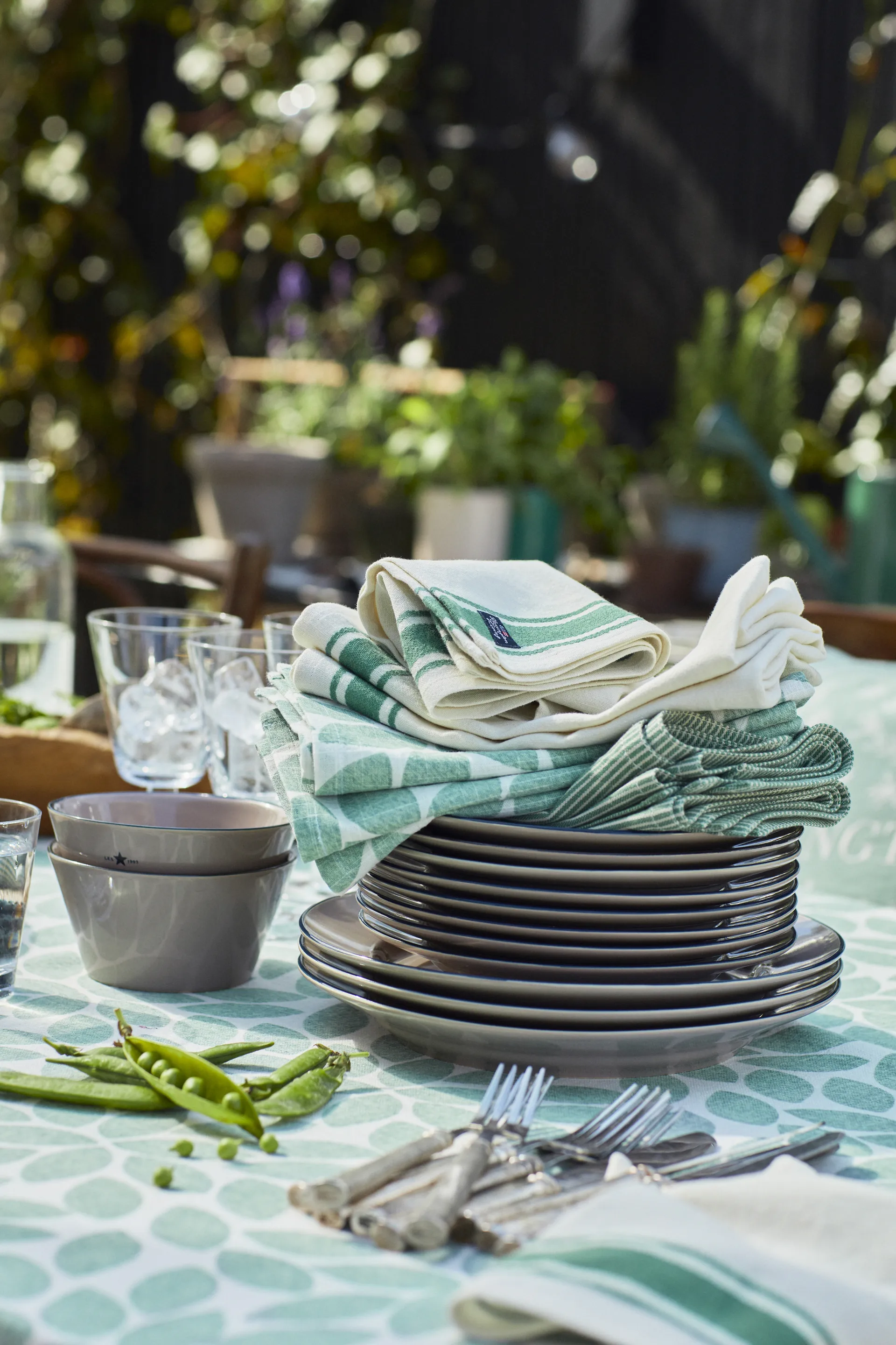 Printed Leaves tygservett 50x50 cm, Grön Lexington