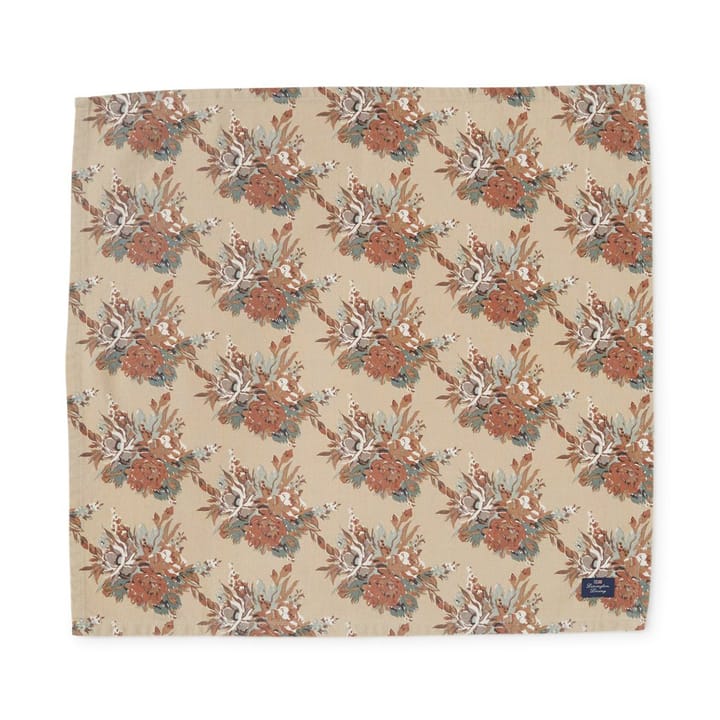 Printed Multi Flower bomullsservett 50x50 cm - Ljusbeige-multi - Lexington