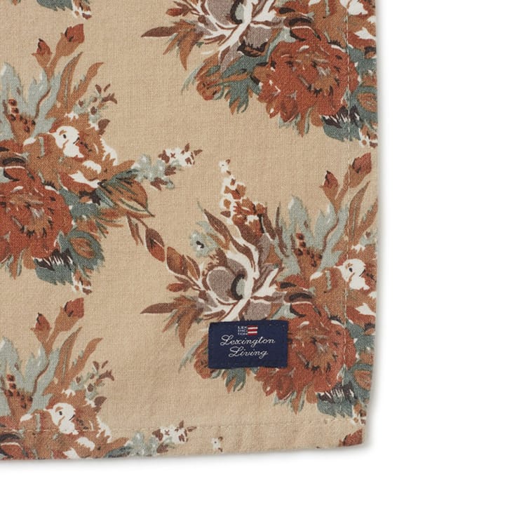 Printed Multi Flower bomullsservett 50x50 cm - Ljusbeige-multi - Lexington