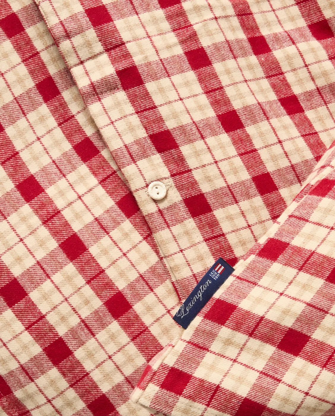 Red-beige Checked bomull flanell bäddset 2 delar, 50x60 cm, 150x210 cm Lexington