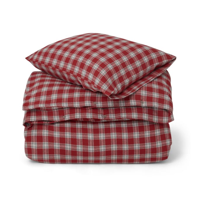 Red Checked Cotton Flannel bäddset - 50x60 cm, 150x210 cm - Lexington