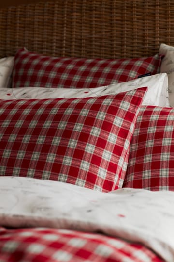 Red Checked Cotton Flannel bäddset - 50x60 cm, 150x210 cm - Lexington