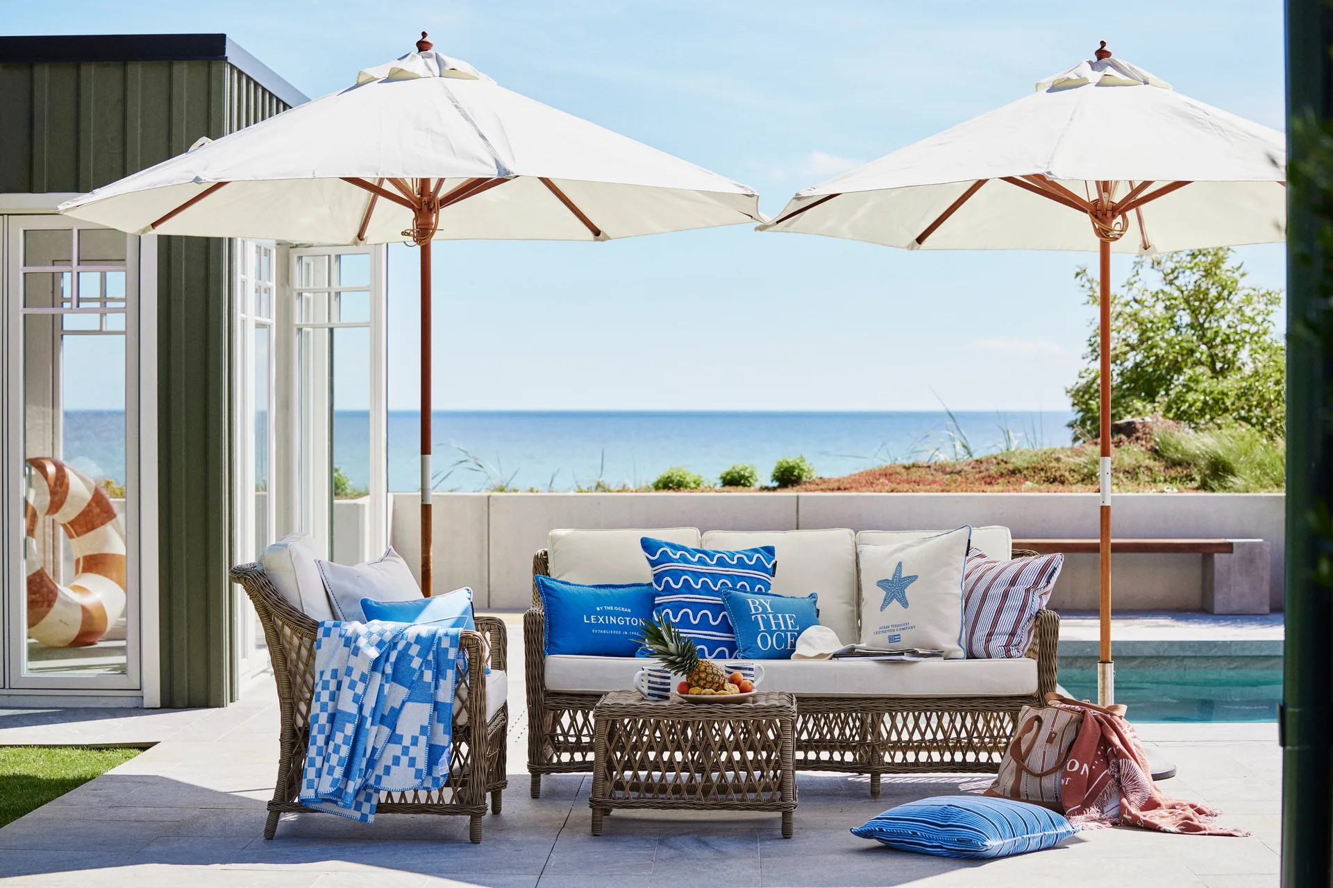 Rope Wave Cotton Canvas kuddfodral 50x50 cm, Blue Lexington