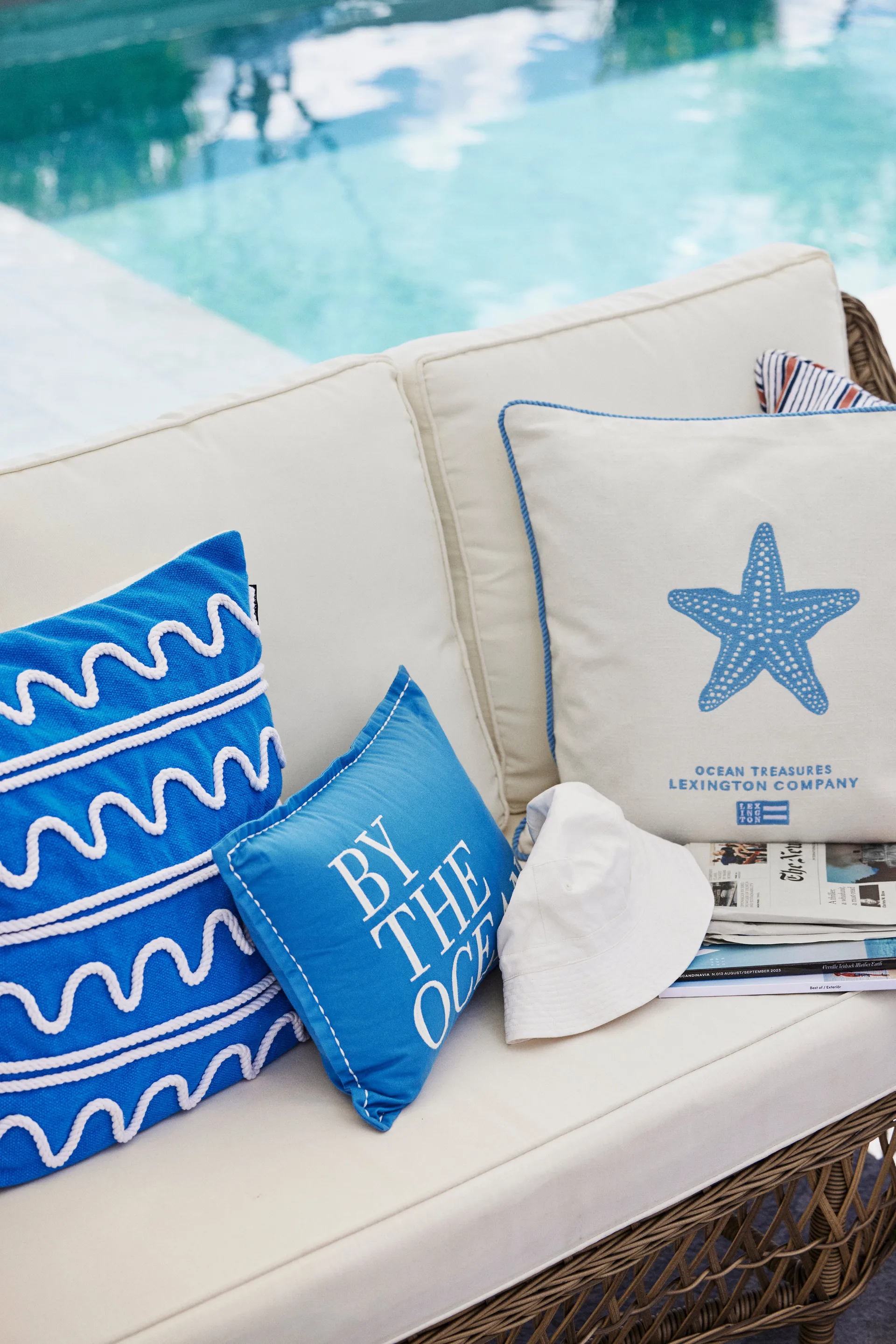 Rope Wave Cotton Canvas kuddfodral 50x50 cm, Blue Lexington