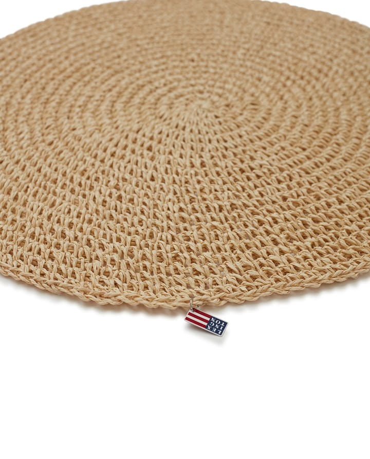 Round Recycled Paper Straw bordstablett Ø38, Beige Lexington