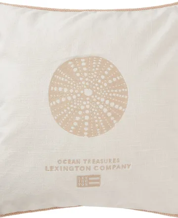 Sea Embroidered Recycled Cotton kuddfodral 50x50cm - White-Beige - Lexington