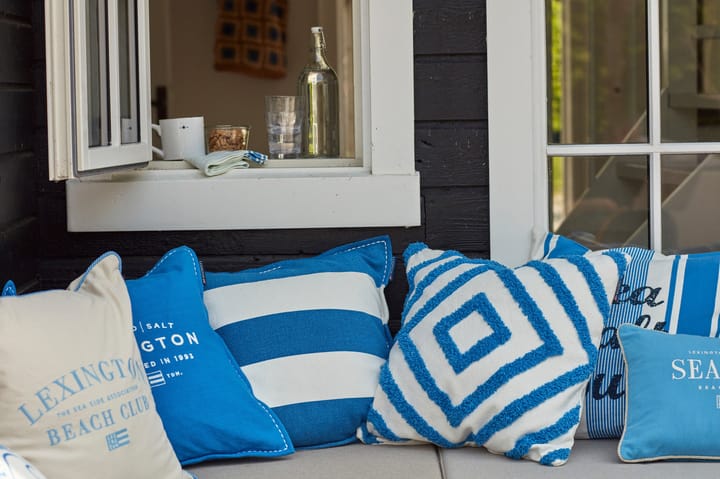 Sea Sand Salt Logo Embroidered kuddfodral 50x50 cm, Blå-vit Lexington