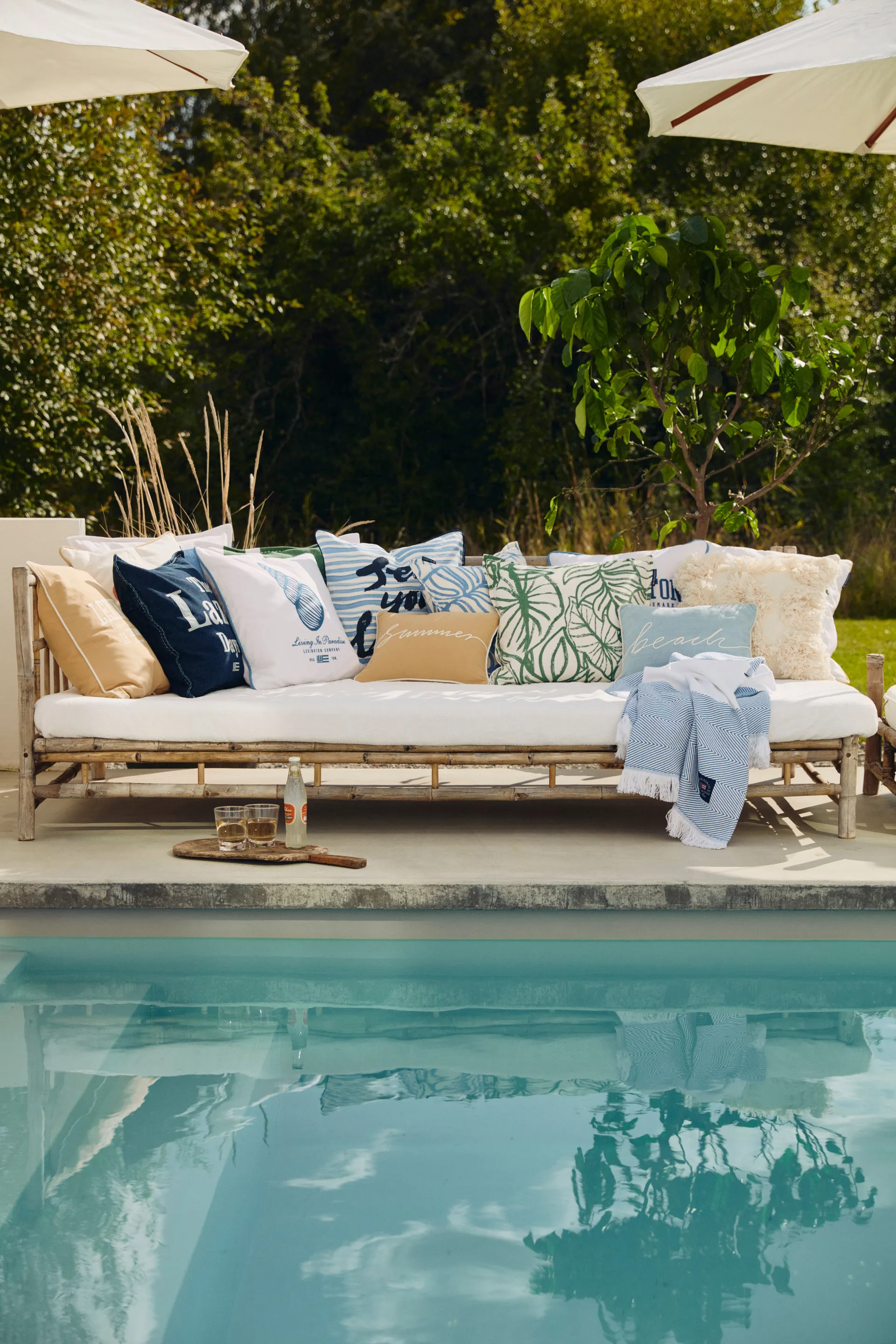 Sea You Later Cotton Canvas kuddfodral 50x50 cm, White-blue Lexington