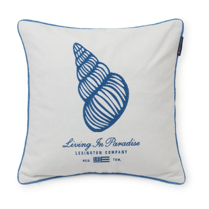 Seashell Cotton Canvas kuddfodral 50x50 cm, White-blue Lexington