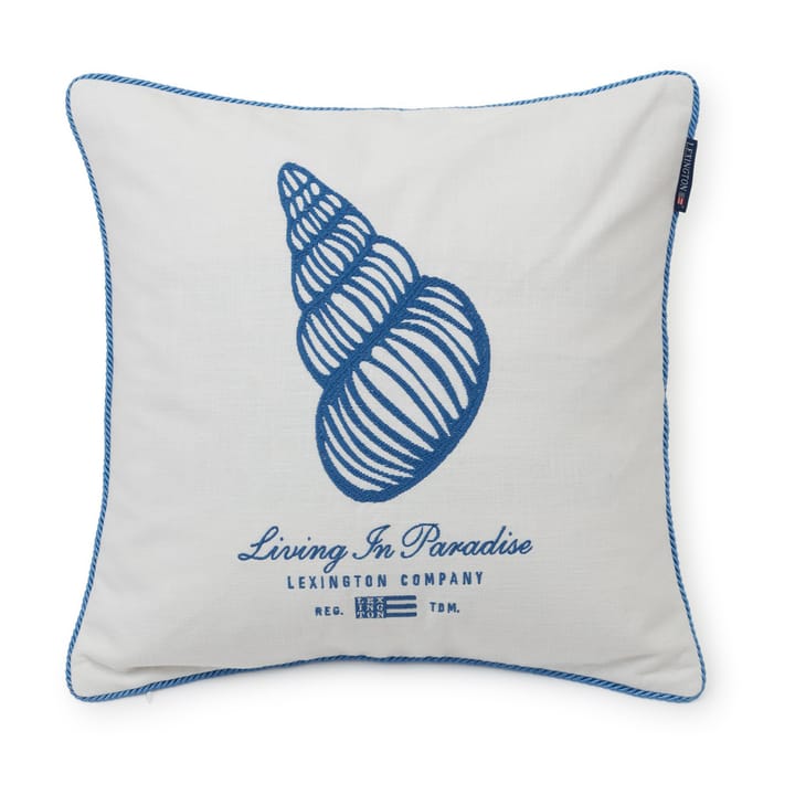 Seashell Cotton Canvas kuddfodral 50x50 cm - White-blue - Lexington