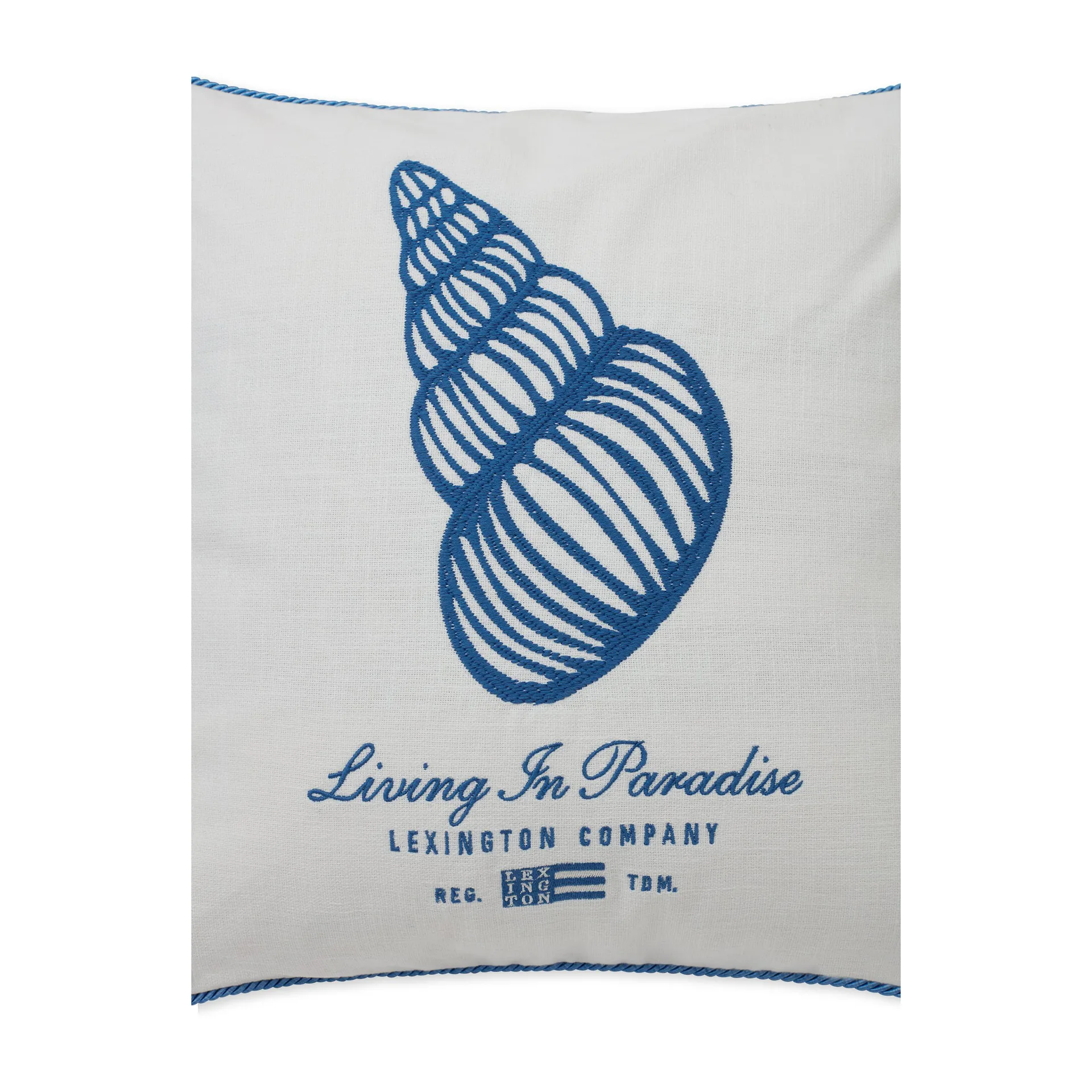 Seashell Cotton Canvas kuddfodral 50x50 cm, White-blue Lexington