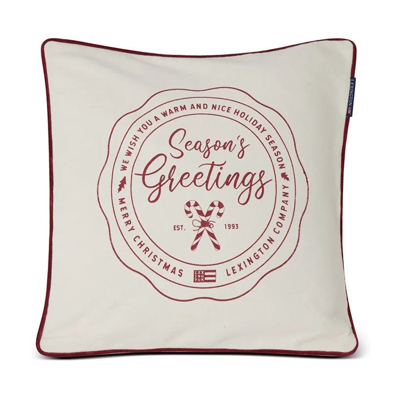 Seasons Greetings Cotton kuddfodral 50x50 cm, Off white-red Lexington