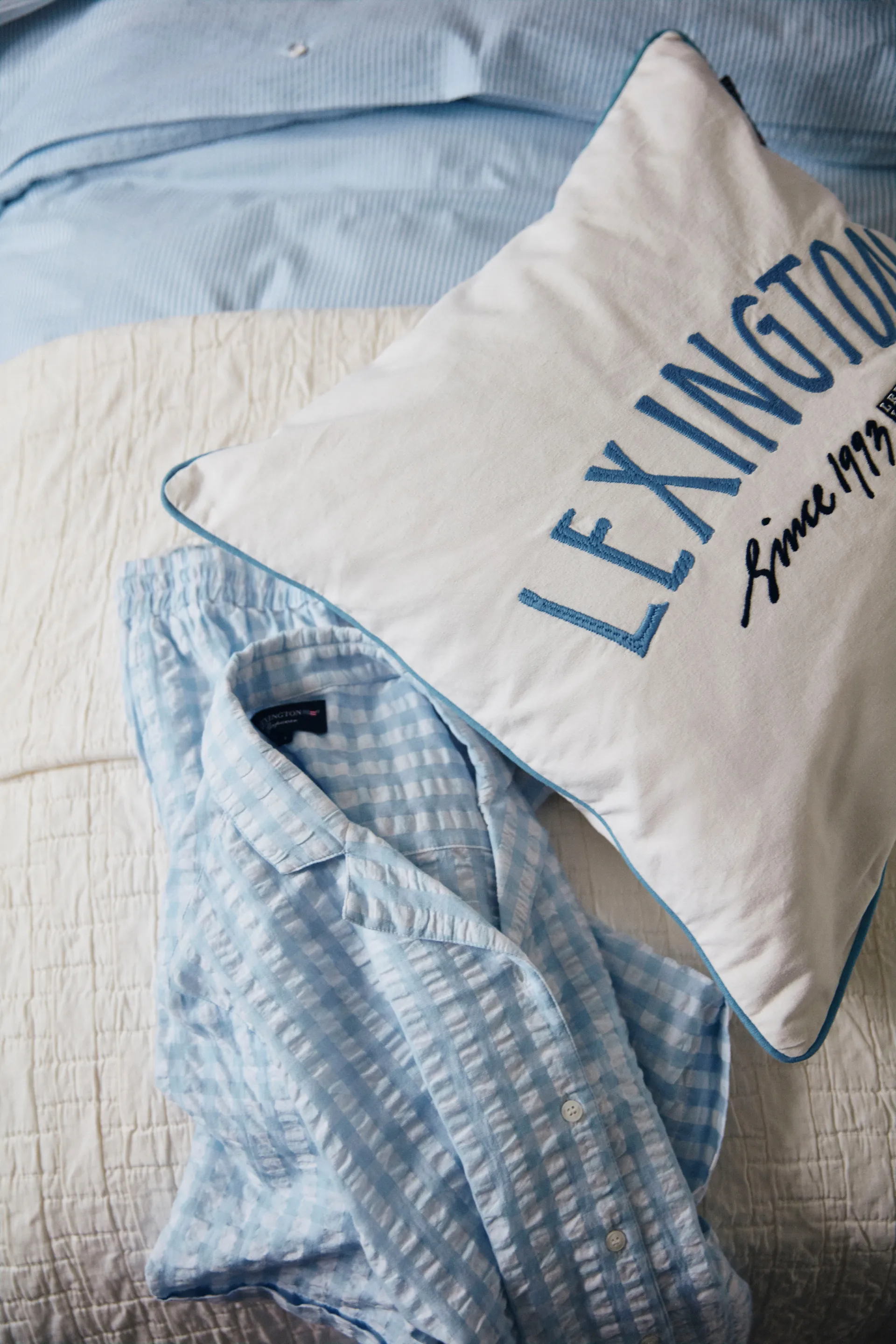 Since 1993 Organic Cotton kuddfodral 50x50 cm, White-blue Lexington