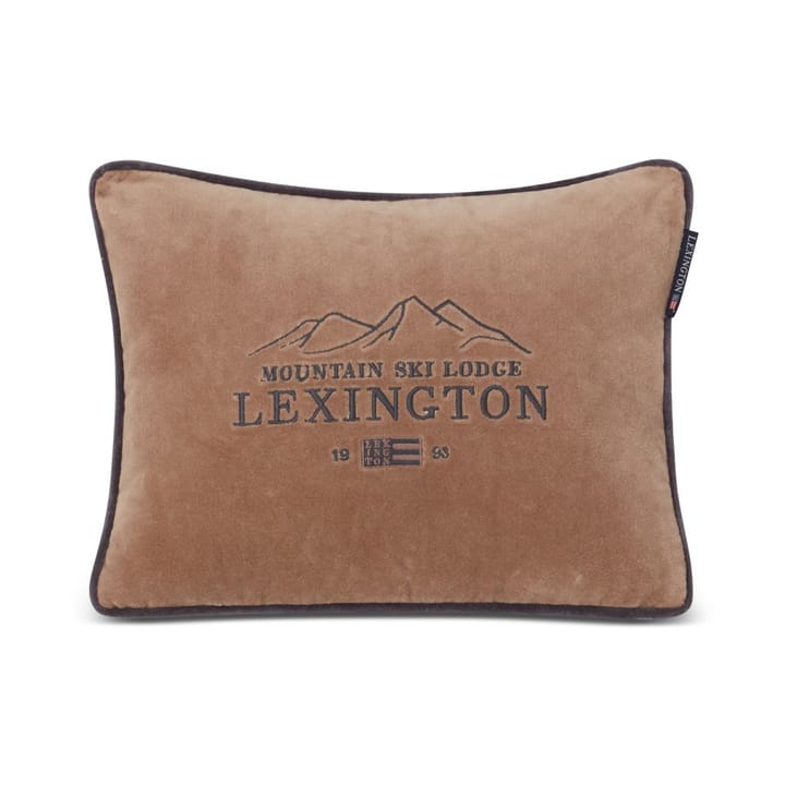 Ski Lodge Organic Cotton Velvet kudde 30x40 cm, Beige-dark gray Lexington