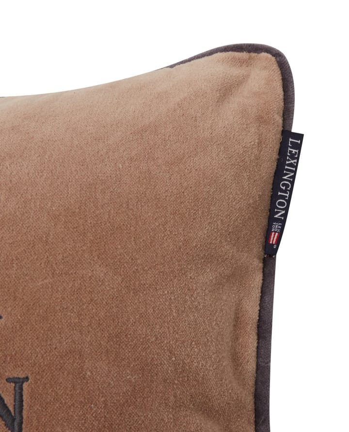 Ski Lodge Organic Cotton Velvet kudde 30x40 cm, Beige-dark gray Lexington