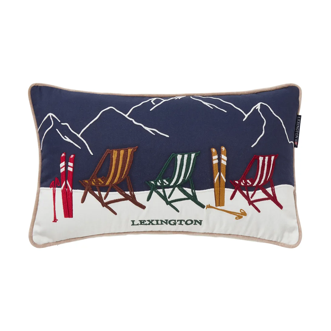 Ski resort ekologisk bomull twill kudde 30x50 cm, White-Dark blue Lexington