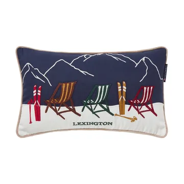 Ski resort ekologisk bomull twill kudde 30x50 cm - White-Dark blue - Lexington