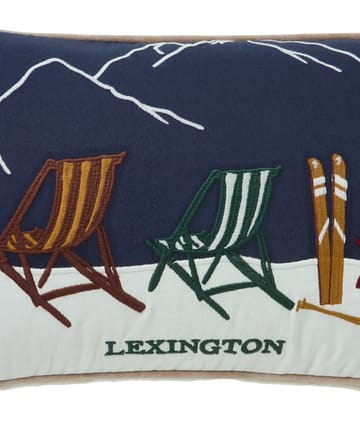 Ski resort ekologisk bomull twill kudde 30x50 cm - White-Dark blue - Lexington