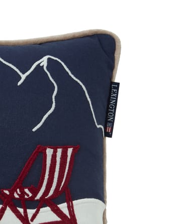 Ski resort ekologisk bomull twill kudde 30x50 cm - White-Dark blue - Lexington