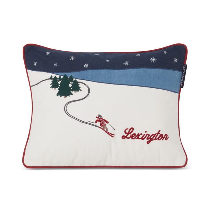 Skier Organic Cotton Twill kudde 30x40 cm, White-dark blue multi Lexington