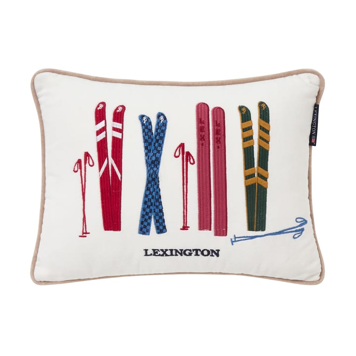 Skis and Poles eko. sammetsbomull kudde 30x40 cm - White-multi - Lexington