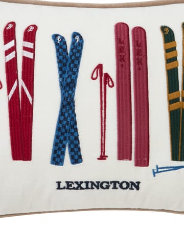Skis and Poles eko. sammetsbomull kudde 30x40 cm - White-multi - Lexington