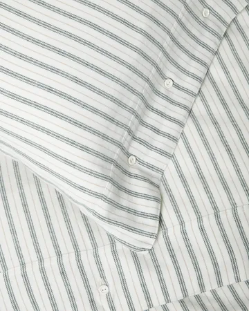 Stripe cotton flannel bäddset - White-green-beige, 2 st 50x60 cm/1 st 220x220 cm - Lexington