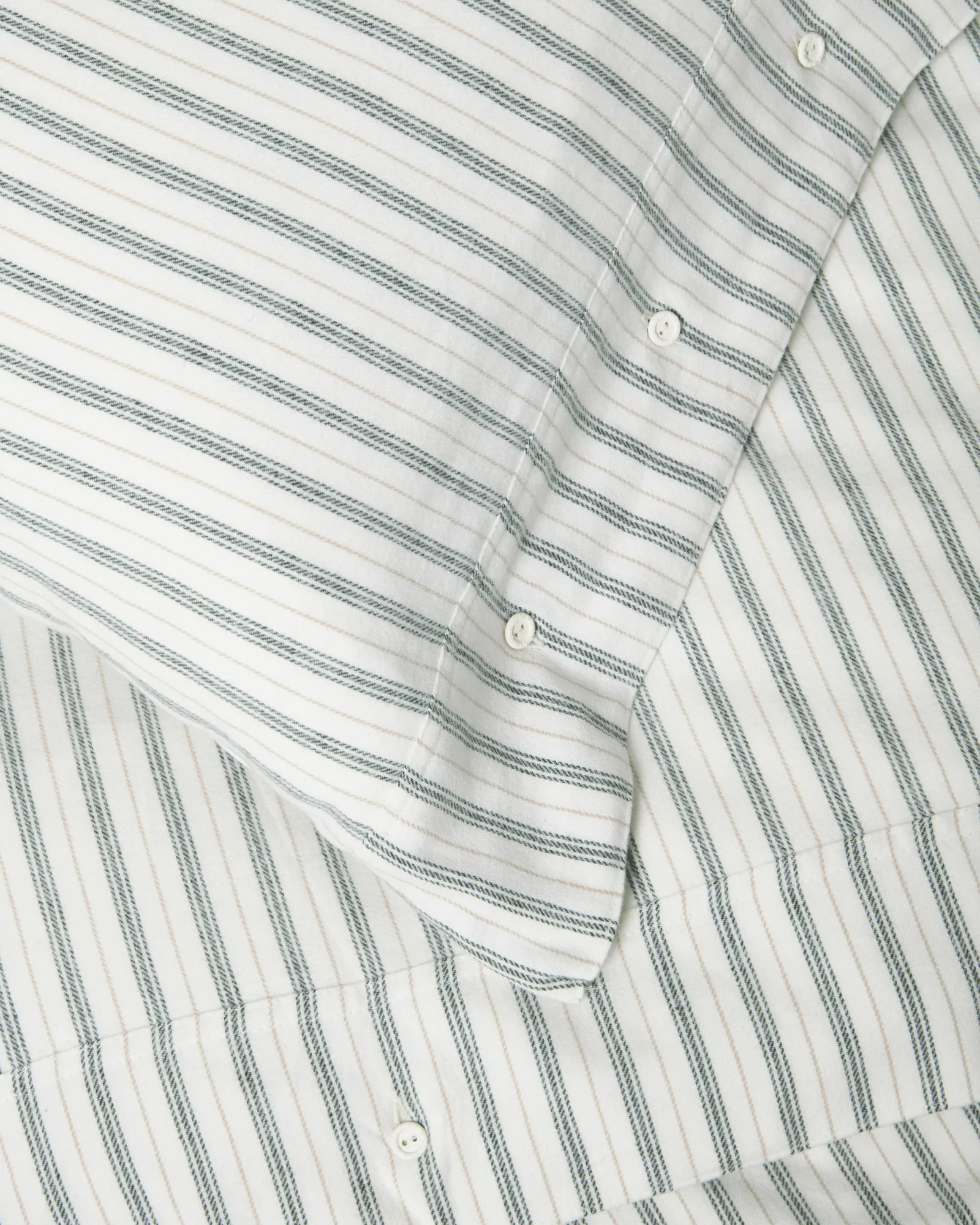 Stripe cotton flannel bäddset, White-green-beige, 50x60 cm/150x210 cm Lexington