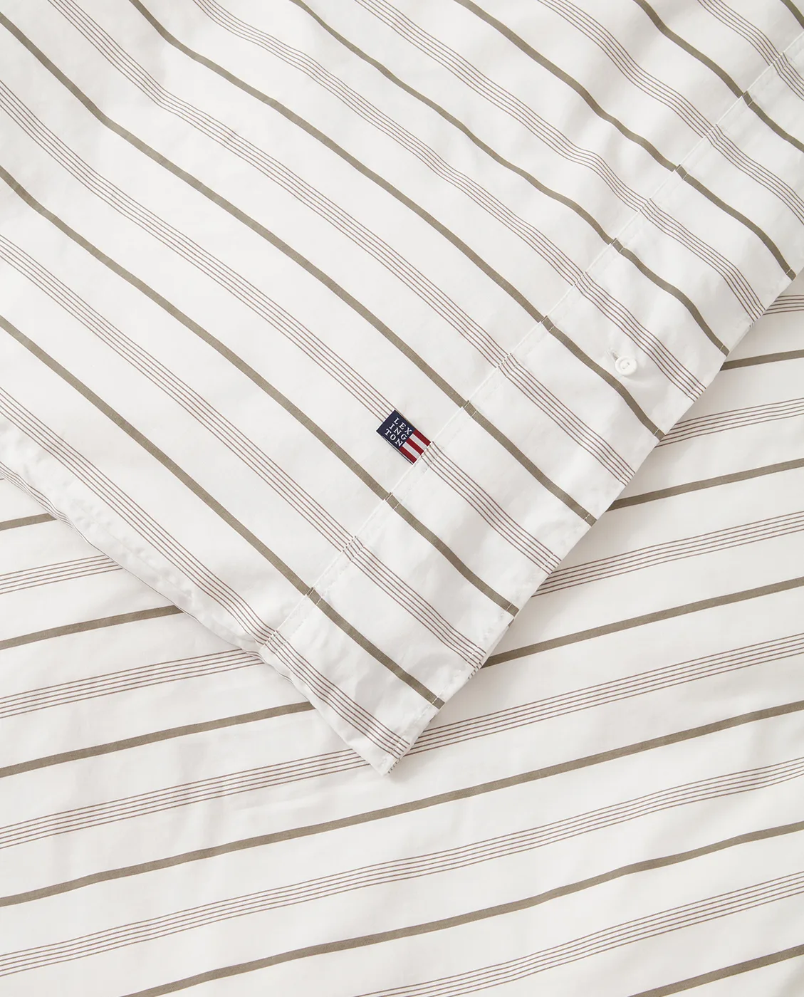 Striped Cotton Poplin bäddset 150x210 cm, White Lexington