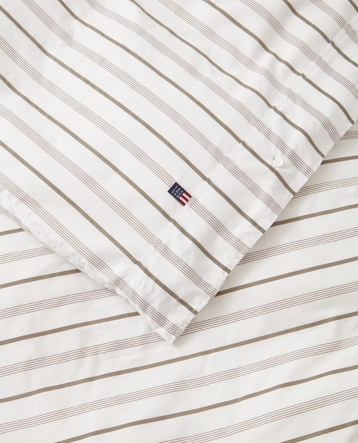 Striped Cotton Poplin bäddset 220x220 cm, White Lexington