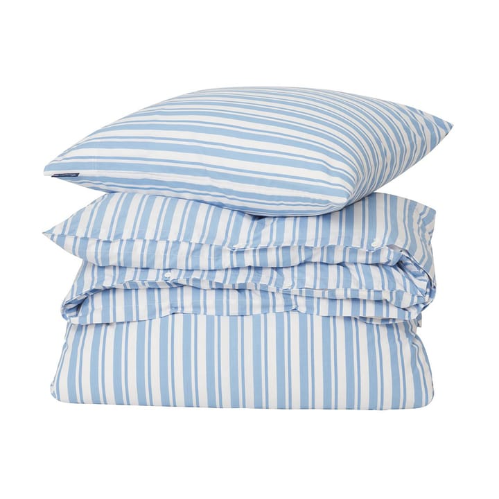 Striped Cotton Poplin bäddset - White-Blue, 1 örngott - Lexington