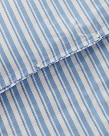 Striped Cotton Poplin bäddset - White-Blue, 2 örngott - Lexington