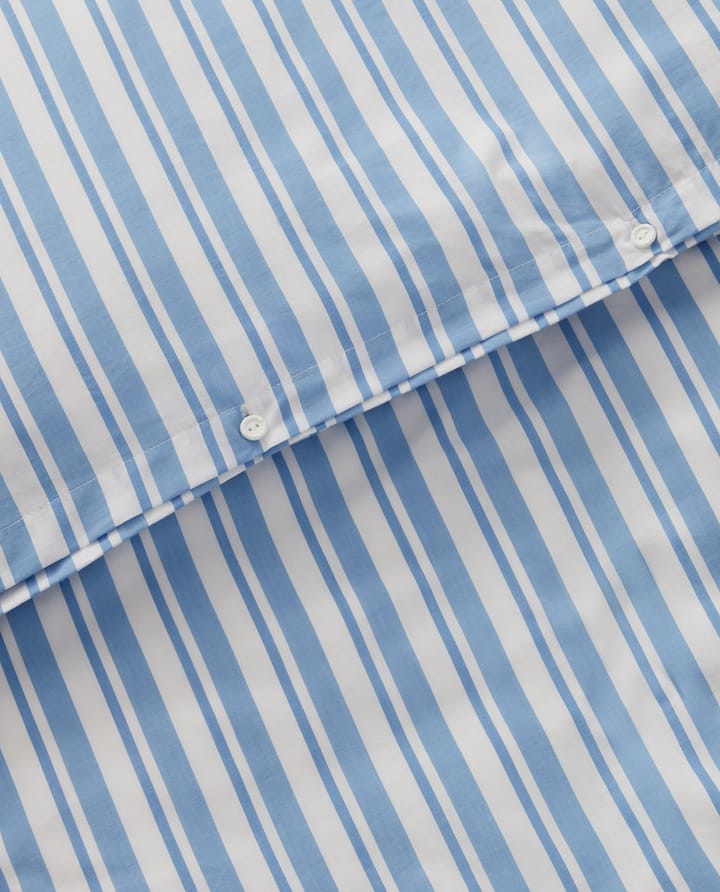 Striped Cotton Poplin bäddset - White-Blue, 2 örngott - Lexington