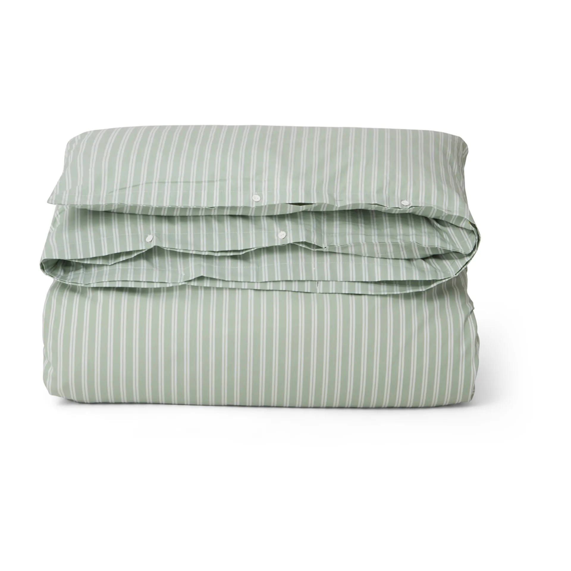 Striped Cotton Poplin påslakan 150x210 cm, Grön Lexington