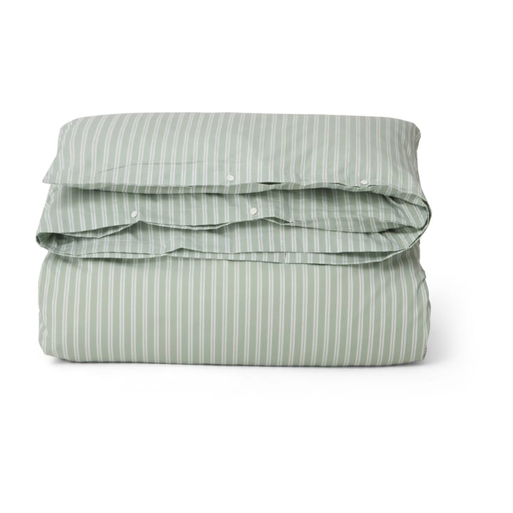 Striped Cotton Poplin påslakan 150x210 cm, Grön Lexington