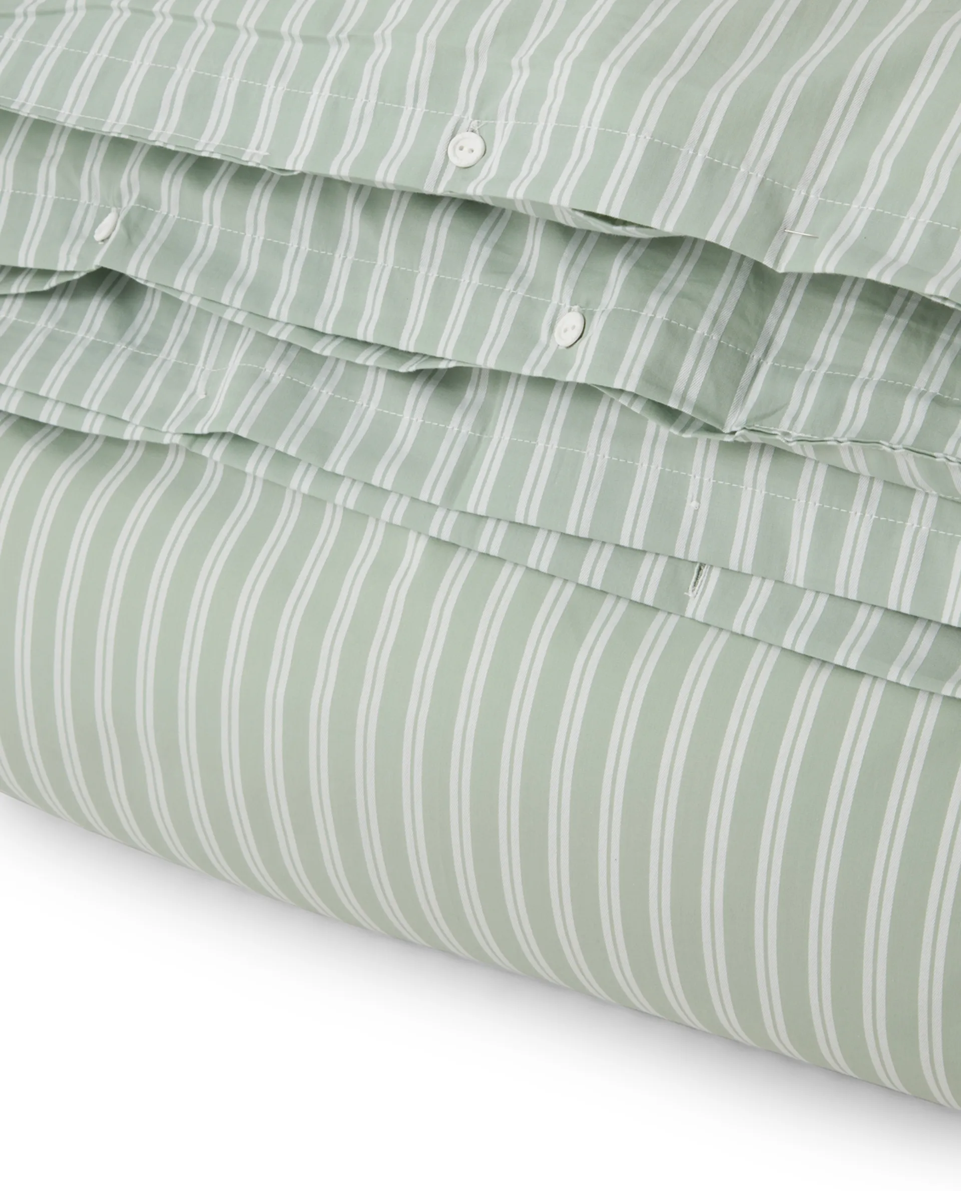 Striped Cotton Poplin påslakan 150x210 cm, Grön Lexington