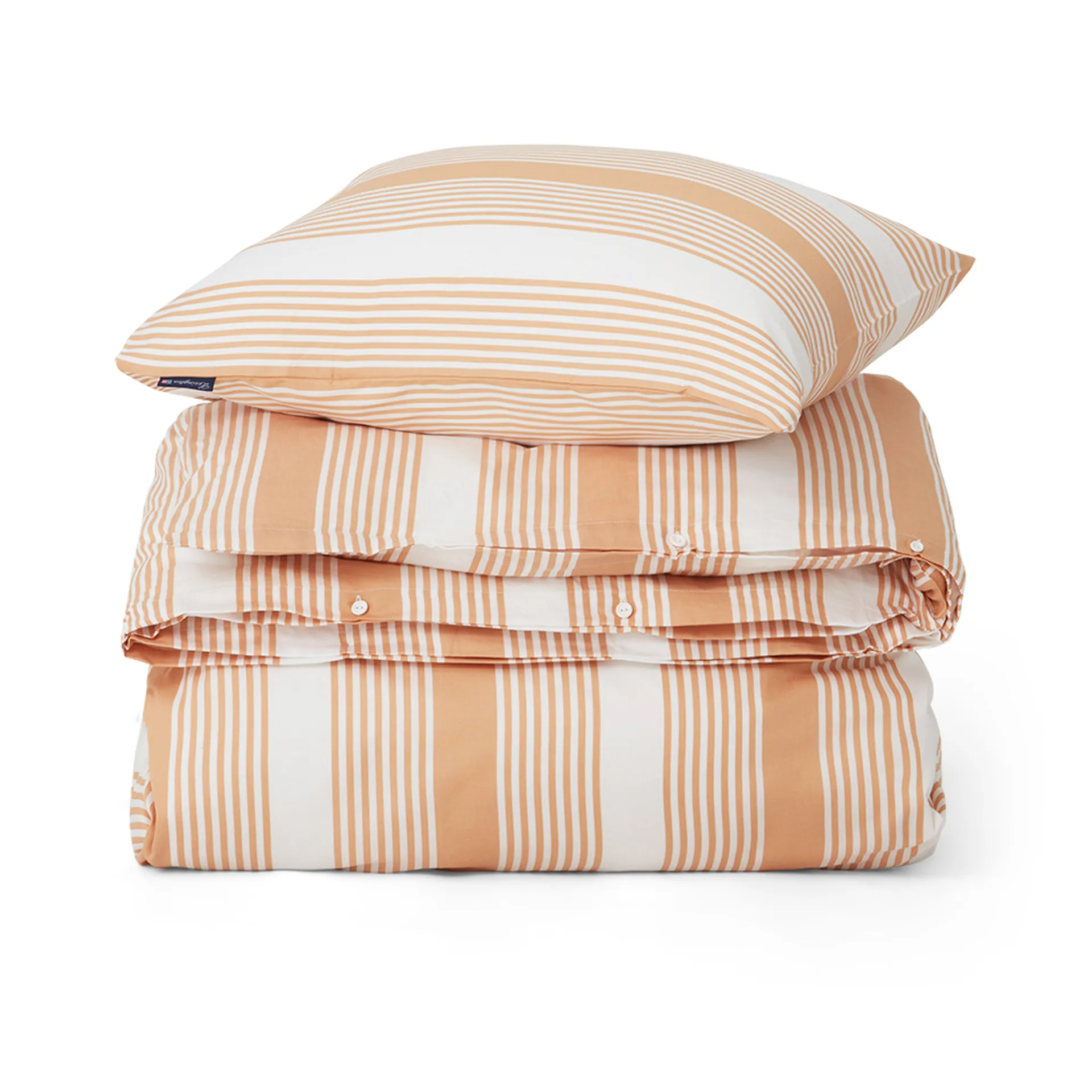 Striped Cotton Sateen bäddset 150x210 cm, Beige-vit Lexington