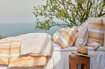 Striped Cotton Sateen bäddset 150x210 cm - Beige-vit - Lexington