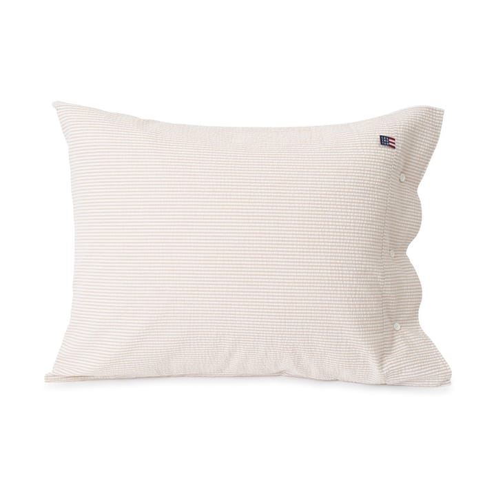 Striped Cotton Seersucker örngott 50x60 cm - Beige-vit - Lexington