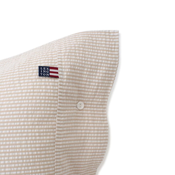 Striped Cotton Seersucker örngott 50x60 cm - Beige-vit - Lexington