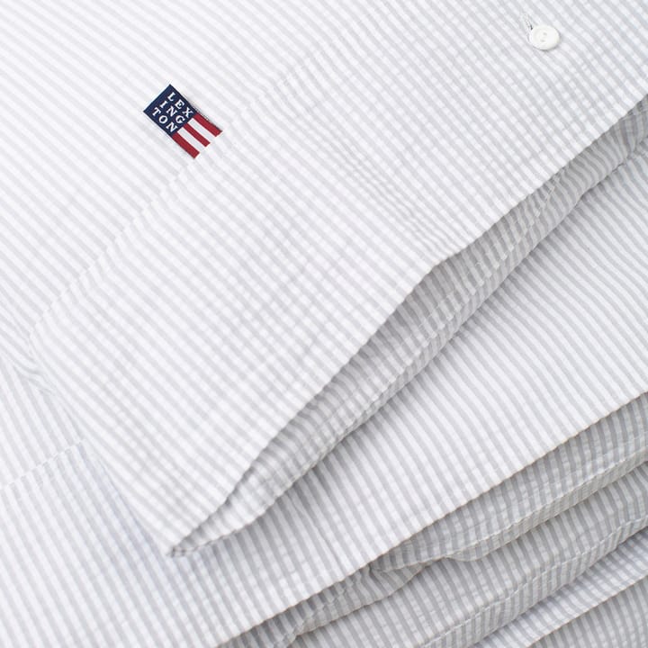 Striped Cotton Seersucker påslakan 150x210 cm - Ljusgrå-vit - Lexington
