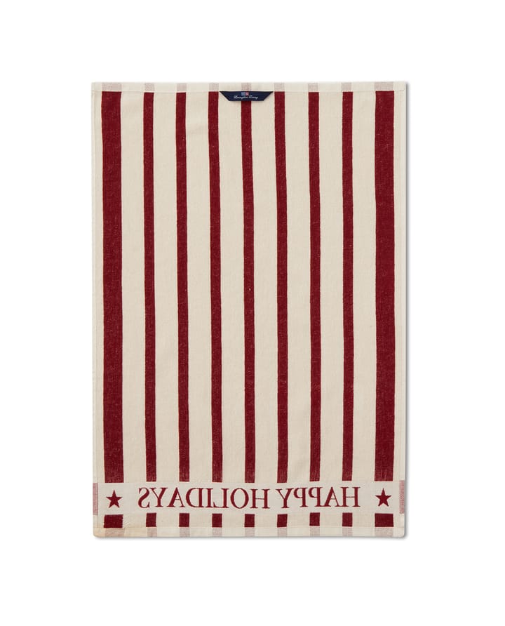 Striped Cotton Terry jacquard kökshandduk 50x70 cm - Beige-red - Lexington