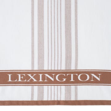 Striped Cotton Terry Logo kökshandduk 50x70 cm - Vit-brun - Lexington